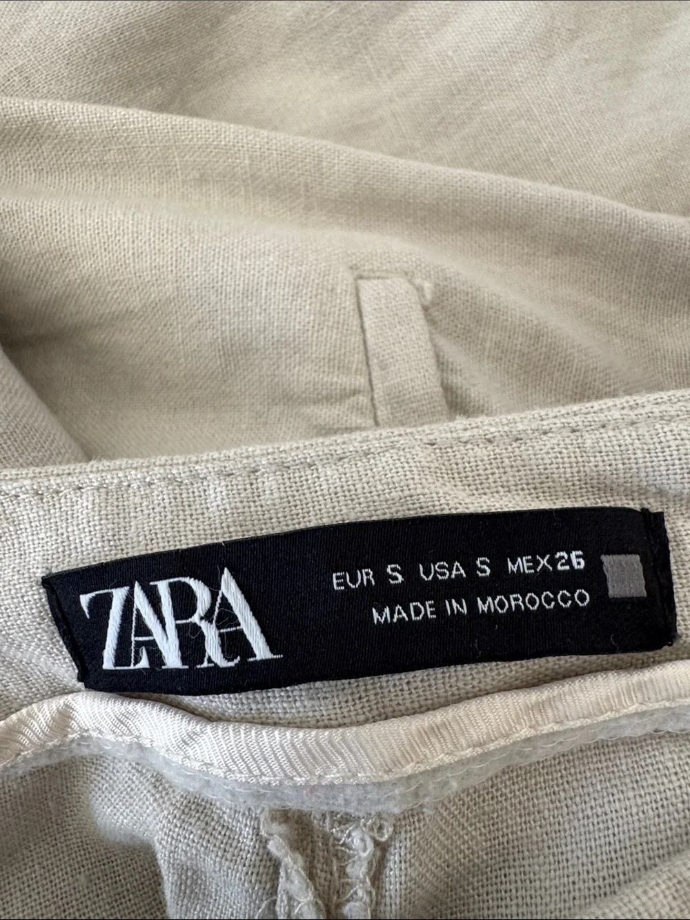 Zara Linen Blend Wrap Wide Leg Pants Women’s S Cream High Rise Summer Trousers